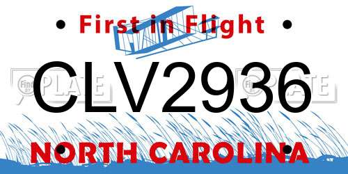 CLV2936 North Carolina License Plate