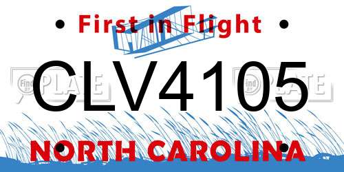 CLV4105 North Carolina License Plate