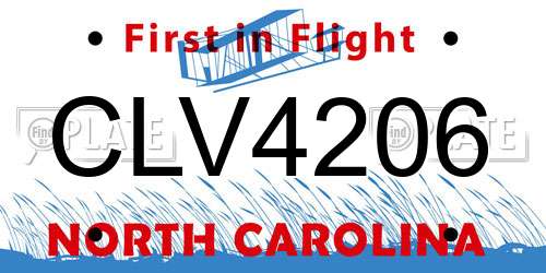 CLV4206 North Carolina License Plate