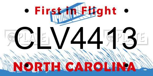 CLV4413 North Carolina License Plate