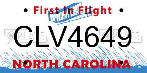 CLV4649 North Carolina License Plate