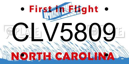 CLV5809 North Carolina License Plate