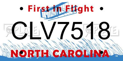 CLV7518 North Carolina License Plate