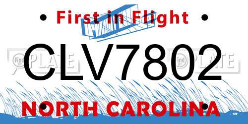 CLV7802 North Carolina License Plate