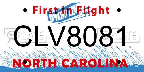 CLV8081 North Carolina License Plate