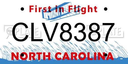 CLV8387 North Carolina License Plate