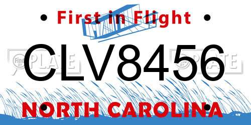 CLV8456 North Carolina License Plate