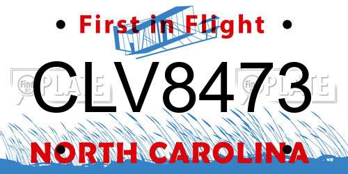 CLV8473 North Carolina License Plate