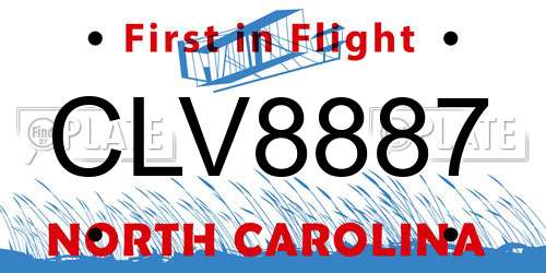 CLV8887 North Carolina License Plate