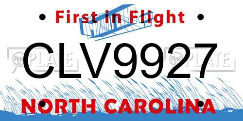 CLV9927 North Carolina License Plate