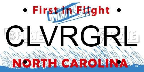 CLVRGRL North Carolina License Plate
