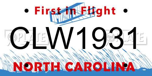 CLW1931 North Carolina License Plate