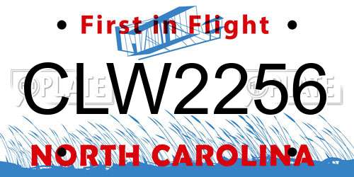 CLW2256 North Carolina License Plate