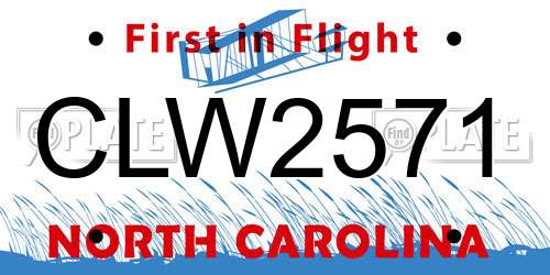 CLW2571 North Carolina License Plate