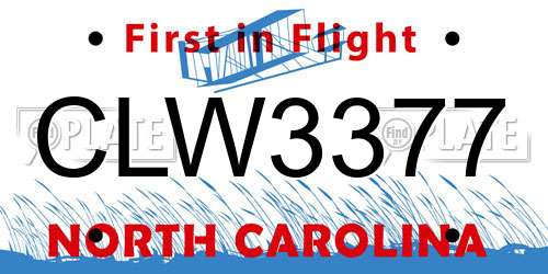 CLW3377 North Carolina License Plate