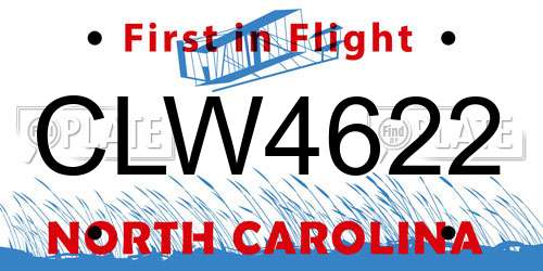 CLW4622 North Carolina License Plate