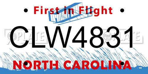 CLW4831 North Carolina License Plate