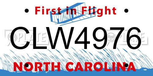 CLW4976 North Carolina License Plate