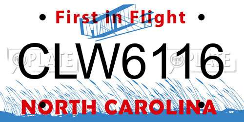 CLW6116 North Carolina License Plate