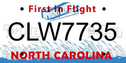 CLW7735 North Carolina License Plate