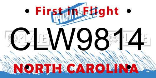 CLW9814 North Carolina License Plate