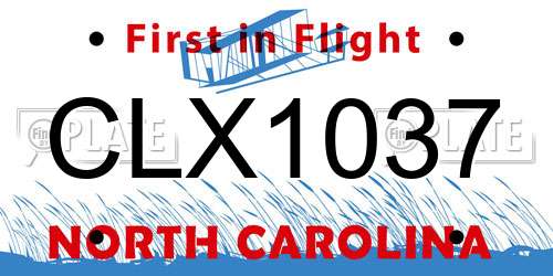 CLX1037 North Carolina License Plate