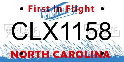 CLX1158 North Carolina License Plate
