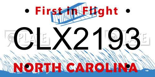 CLX2193 North Carolina License Plate