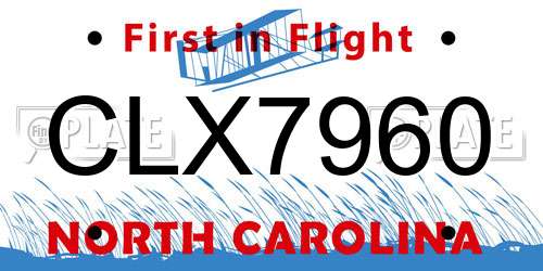 CLX7960 North Carolina License Plate