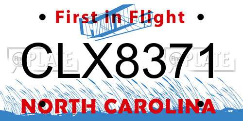 CLX8371 North Carolina License Plate