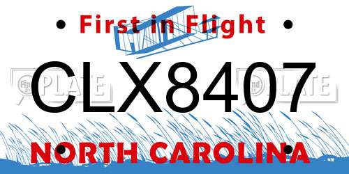 CLX8407 North Carolina License Plate
