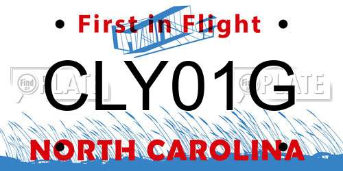 CLY01G North Carolina License Plate