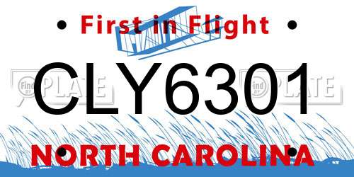 CLY6301 North Carolina License Plate