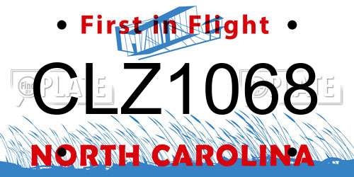 CLZ1068 North Carolina License Plate