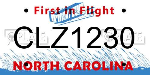 CLZ1230 North Carolina License Plate