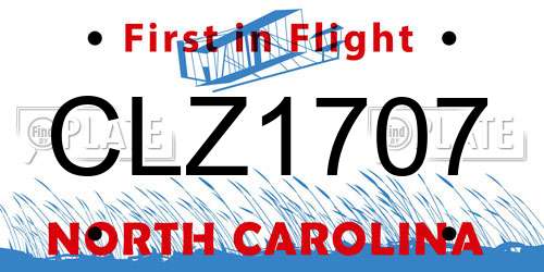 CLZ1707 North Carolina License Plate