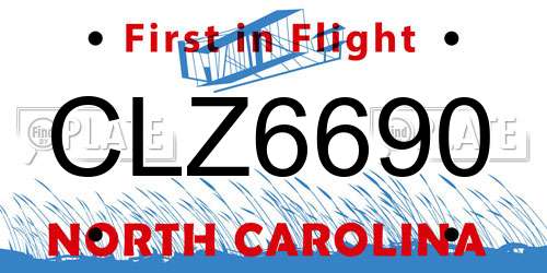 CLZ6690 North Carolina License Plate