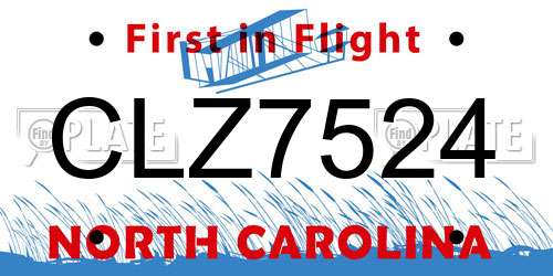 CLZ7524 North Carolina License Plate