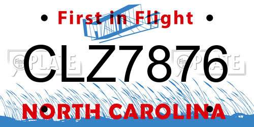 CLZ7876 North Carolina License Plate