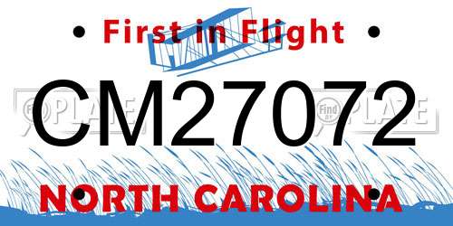 CM27072 North Carolina License Plate