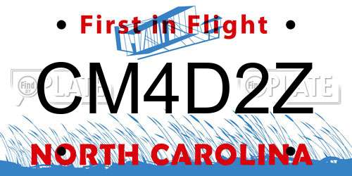 CM4D2Z North Carolina License Plate