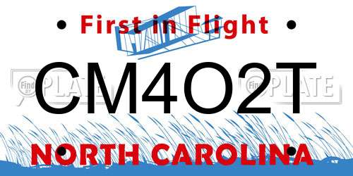CM4O2T North Carolina License Plate