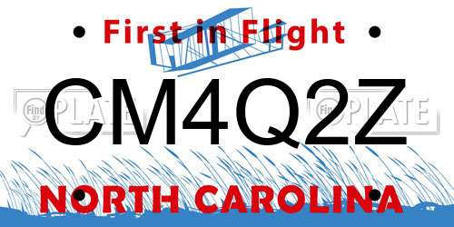 CM4Q2Z North Carolina License Plate