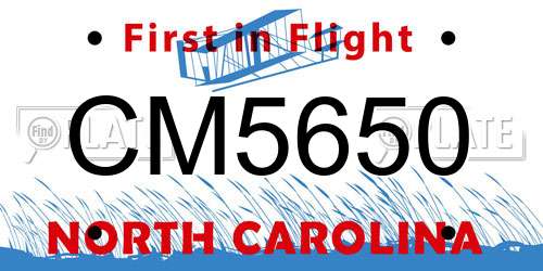 CM5650 North Carolina License Plate