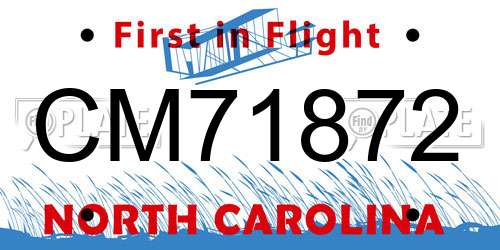 CM71872 North Carolina License Plate