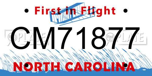 CM71877 North Carolina License Plate