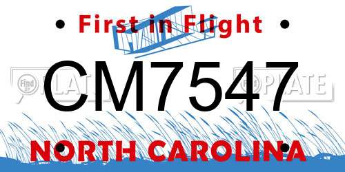 CM7547 North Carolina License Plate