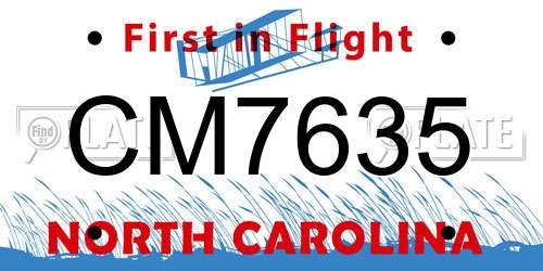 CM7635 North Carolina License Plate
