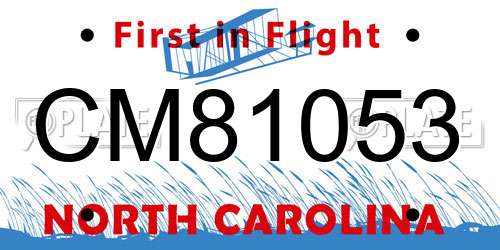 CM81053 North Carolina License Plate