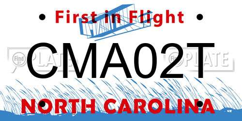 CMA02T North Carolina License Plate